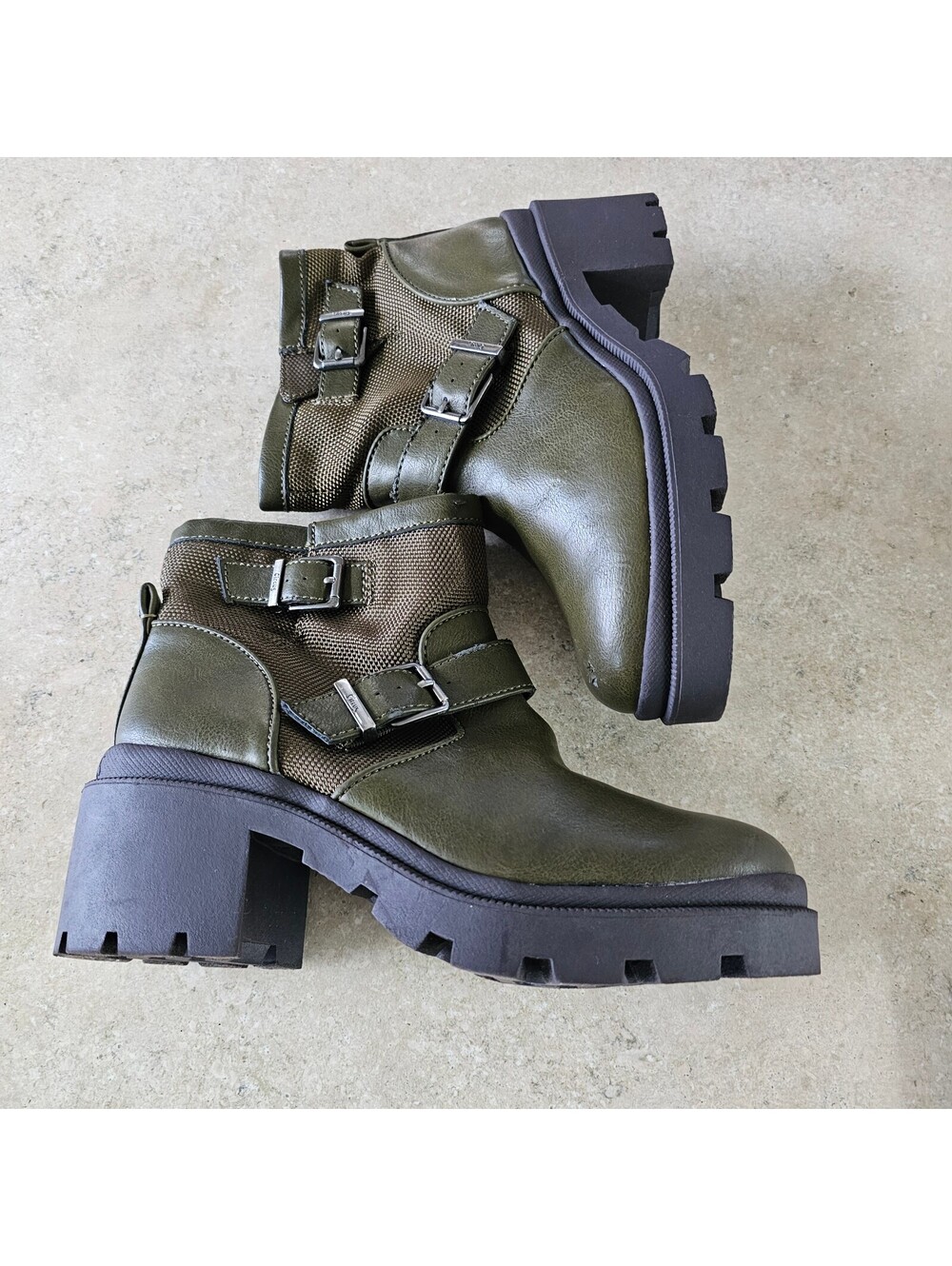 Circus by Sam Edelman Olive Green Chunky Heel Ankle Boots sz 9